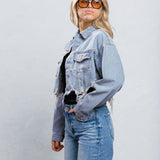 CALI LOVE Crop Denim Jacket