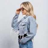 CALI LOVE Crop Denim Jacket