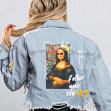 FOLLOW YOUR ART Crop Denim Jacket