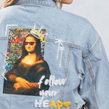 FOLLOW YOUR ART Crop Denim Jacket