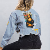 FOLLOW YOUR ART Crop Denim Jacket