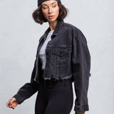 LOVE IS LOVE Crop Denim Jacket