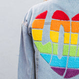 LOVE IS LOVE Crop Denim Jacket