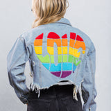 LOVE IS LOVE Crop Denim Jacket