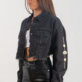 NAMASTE Crop Denim Jacket