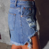 RISE HIGH Ripped Denim Shorts