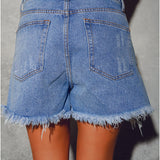 RISE HIGH Ripped Denim Shorts