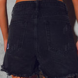 RISE HIGH Ripped Denim Shorts