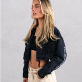KNOW YOUR POWER Crop Denim Jacket