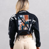 KNOW YOUR POWER Crop Denim Jacket