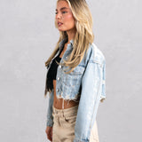 KNOW YOUR POWER Crop Denim Jacket