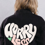 WORRY LESS Crop Denim Jacket
