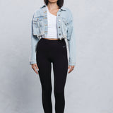 WORRY LESS Crop Denim Jacket