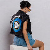 PROTECT YOUR ENERGY Cropped Denim Vest