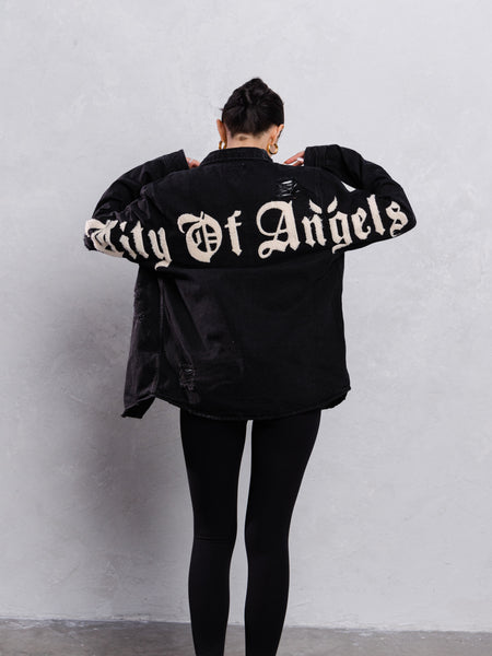 CITY OF ANGEL Cream Font Shirt Jacket