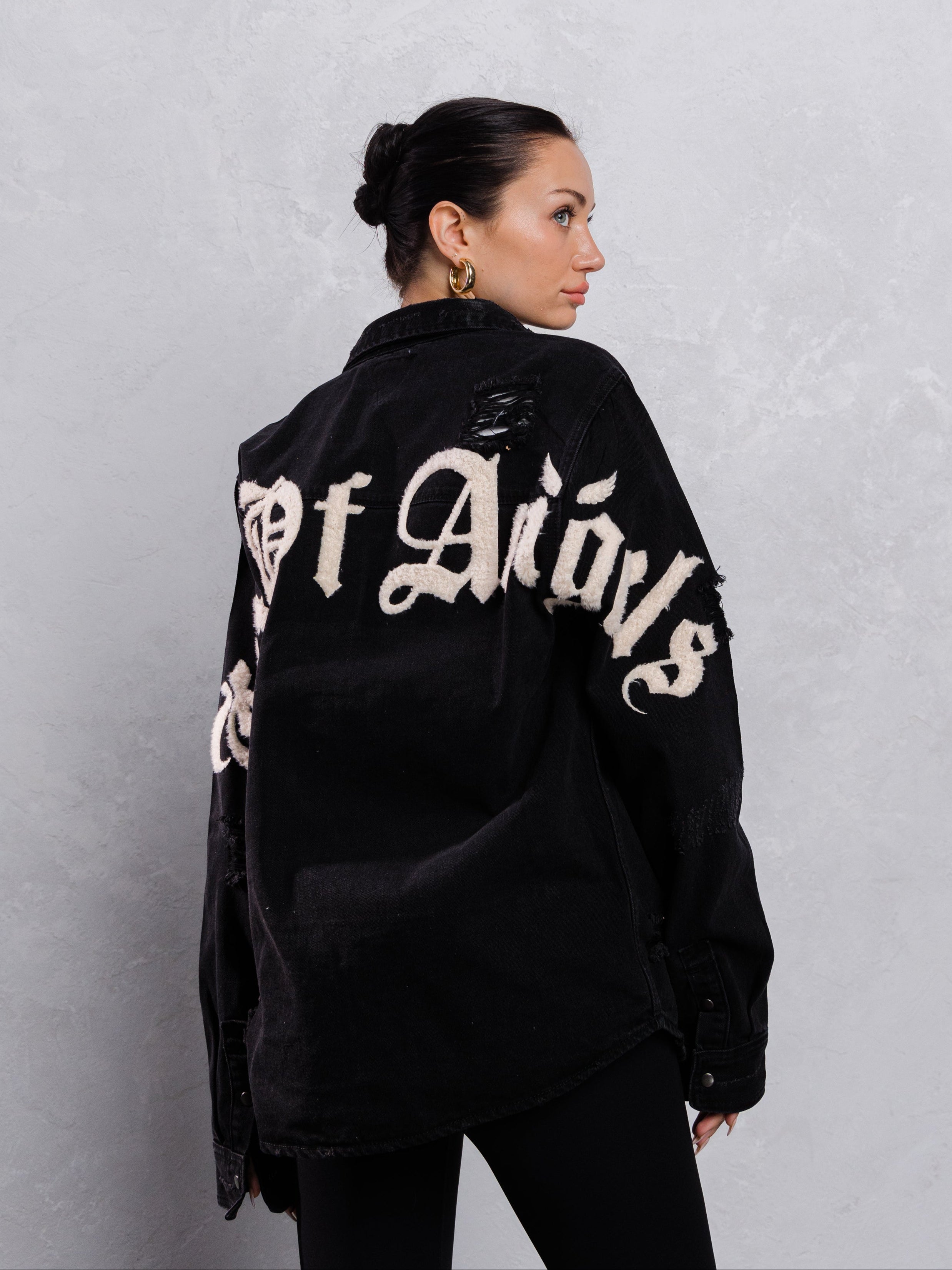 CITY OF ANGEL Cream Font Shirt Jacket