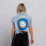 PROTECT YOUR ENERGY Cropped Denim Vest