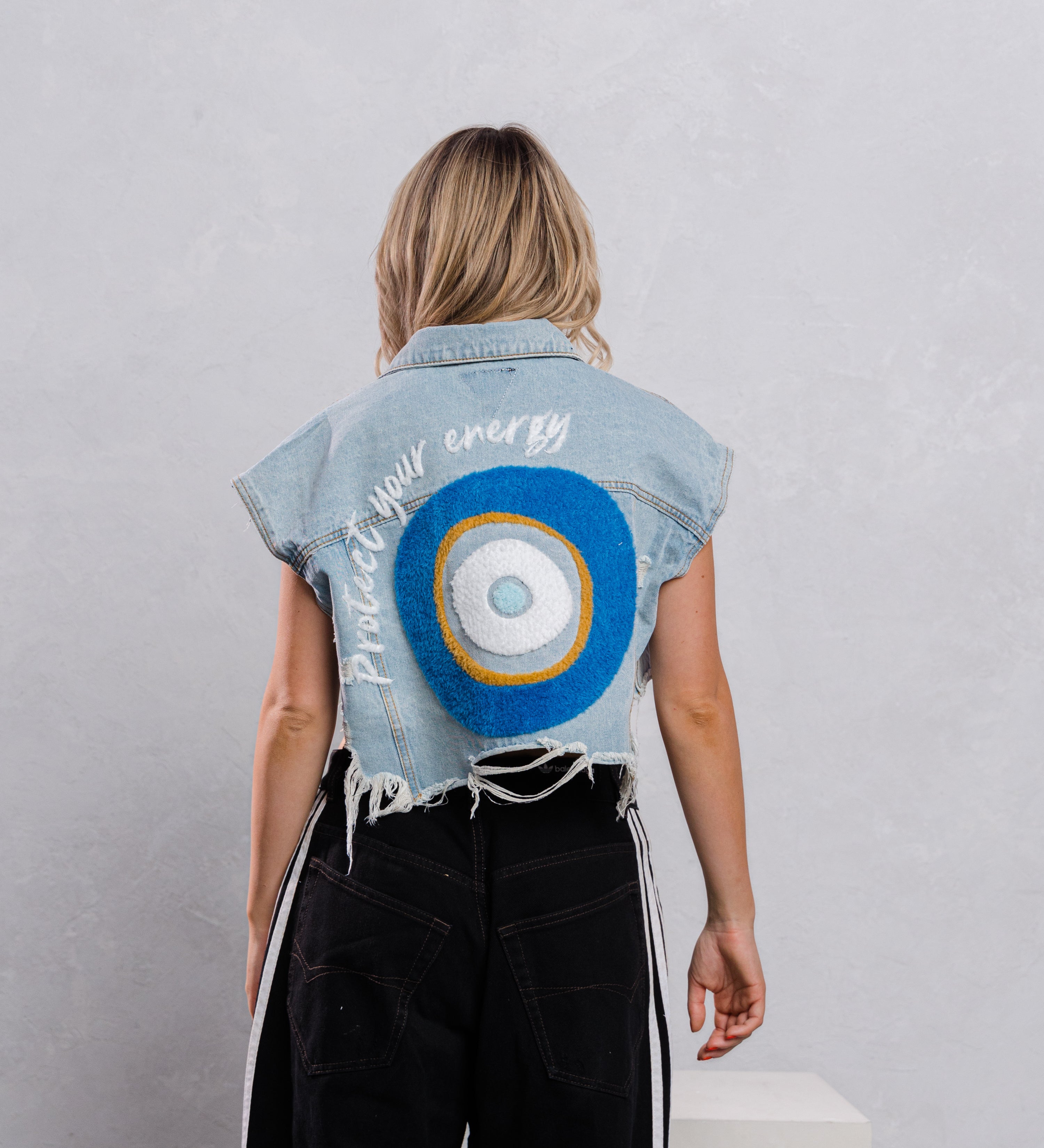 PROTECT YOUR ENERGY Crop Denim Vest
