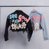 SEE GOOD IN ALL THINGS Cropped Denim Jacket