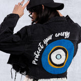 PROTECT YOUR ENERGY Crop Denim Jacket