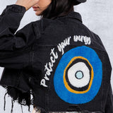 PROTECT YOUR ENERGY Crop Denim Jacket
