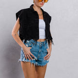 MARILYN DON'T CARE Crop Denim Vest