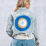 PROTECT YOUR ENERGY Crop Denim Jacket