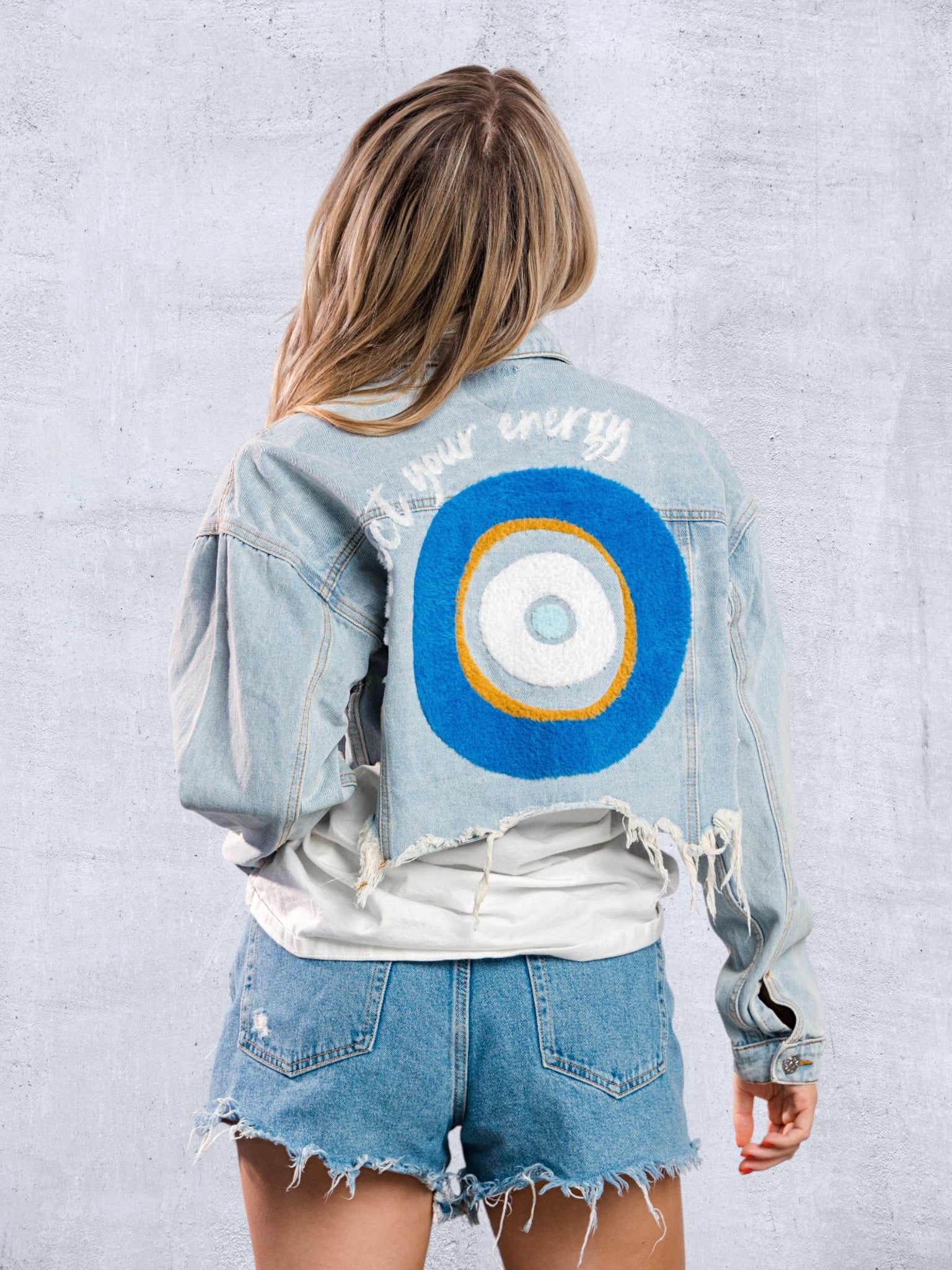 PROTECT YOUR ENERGY Crop Denim Jacket