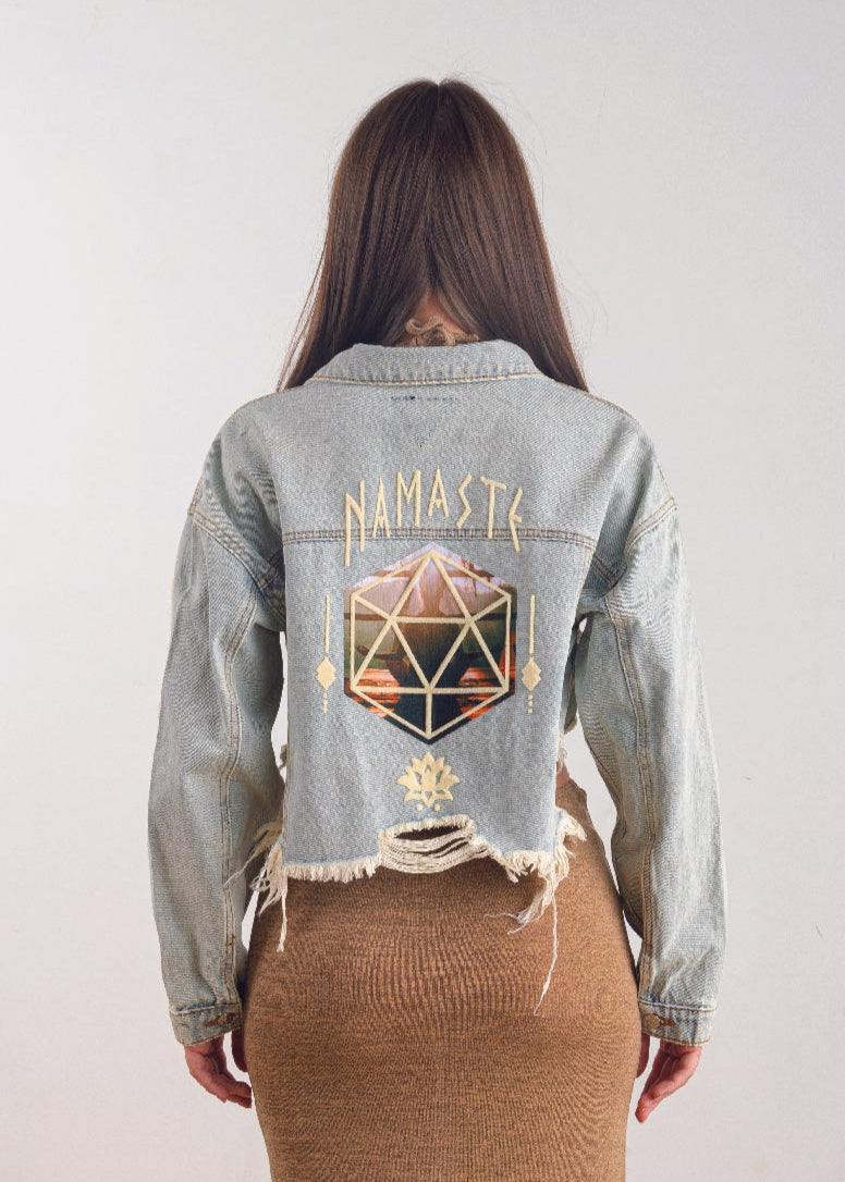 NAMASTE Crop Denim Jacket