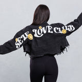 SELF LOVE CLUB Cropped Denim Jacket
