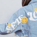 SELF LOVE CLUB Crop Denim Jacket