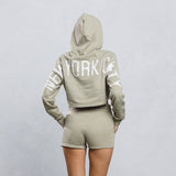 NEW YORK CITY distressed font Cropped Hoodie Set