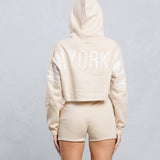 NEW YORK CITY distressed font Cropped Hoodie Set