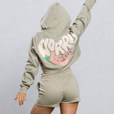 WORRY LESS Crop Hoodie Set