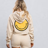 HAVE A NICE DAY yellow smiley Crop Hoodie Set