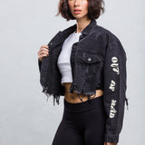 NOT IN THE MOOD Cropped Denim Jacket