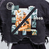 NOT IN THE MOOD Cropped Denim Jacket