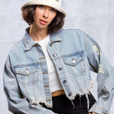 NOT IN THE MOOD Crop Denim Jacket