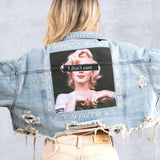 I DON'T CARE Crop Denim Jacket