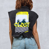 CLOUT Crop Denim Vest