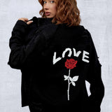 LOVE ROSE Women Denim Shirt Jacket