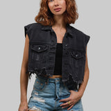 CLOUT Crop Denim Vest