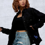 LA DODGERS Women Denim Shirt Jacket