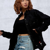 LOVE ROSE Women Denim Shirt Jacket
