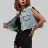 CLOUT Crop Denim Vest