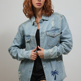COMES IN WAVES Women Denim Shirt Jacket