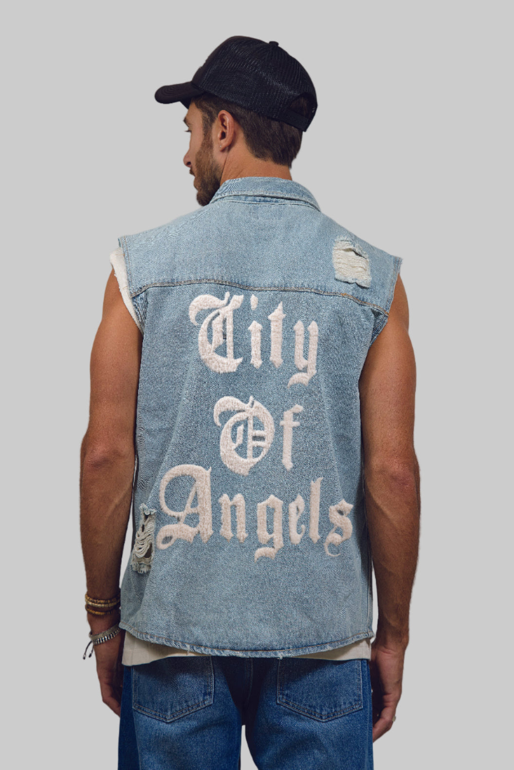 CITY OF ANGELS  Men Denim Vest Jacket
