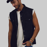 CLOUT Men Denim Vest Jacket