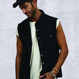 CLOUT Men Denim Vest Jacket