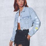 CLOUT Crop Denim Jacket